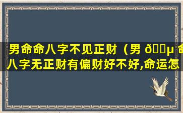 男命命八字不见正财（男 🌵 命八字无正财有偏财好不好,命运怎么样）